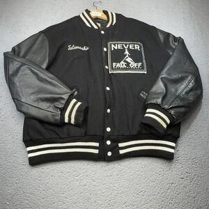 BeatKing Never Fall Off Varsity Jacket Mens 2XL Black Wool Music Hip Hop‎ Label